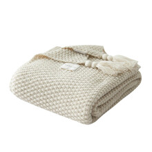 Blanket Woven Soft Warm Blanket 110x150 Cm Beige Throw Overblanket For Bedroom Couch Travel Kids