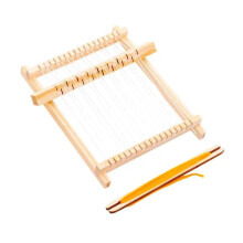 Mini DIY Traditional Wooden Loom Handmade Knitting Machine with Accessories for Cushions, Wall Tapestry Log Color