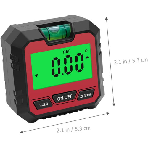Digital Protractor Inclinometer Level Box Angle Scale Ruler, Red, MultiPurpose Carpentry Tool, LCD Display 2