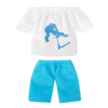 Fingertip Clothing Set, Finger Pants, TShirt, Scooter, Skateboards, Tools Outfit, Accessories for Kids, Children's Toy Play Set, Blue