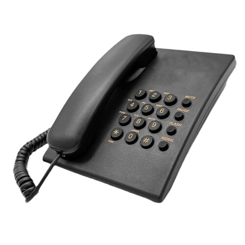 Corded Telephone Basic Desk Wall Mountable Analog-Black