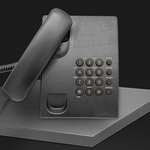 Téléphone fixe téléphone de bureau support mural téléphone-Noir 2