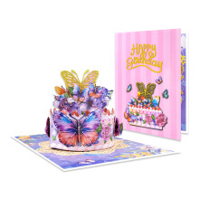 Surprise Striped Butterfly Cake 3D Greeting Card For Parties