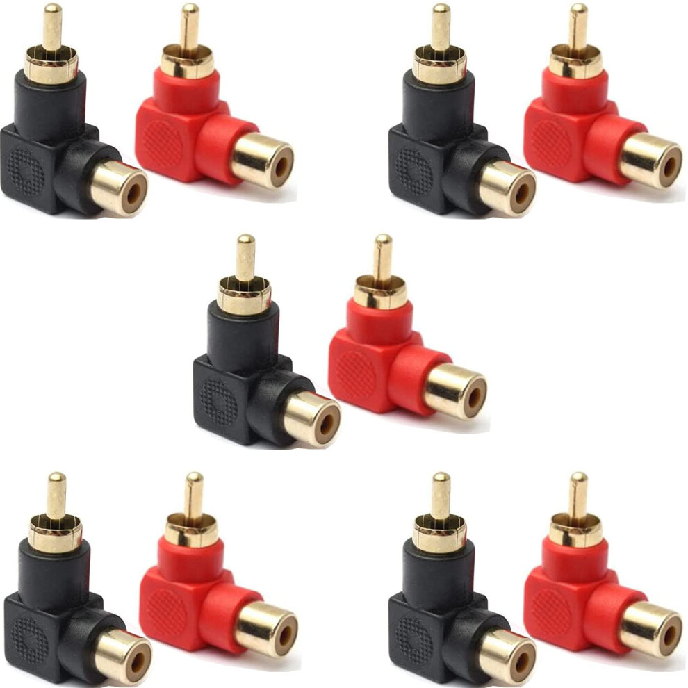 Rca 90 Degree Right Angle Adapter Goldplated Elbow Connectors For Stereo Audio Or Av Video 10Pack 9426802283693