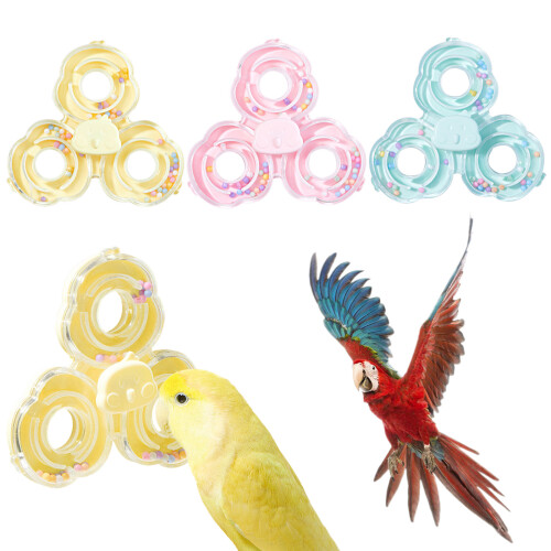 Hochets à roue rotative pour perroquets, jouet-Jaune 2