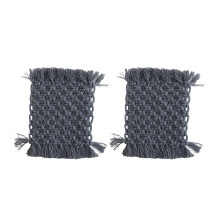 2Pieces Colorful Crochet Coaster Cotton Rope Handwoven-Grey