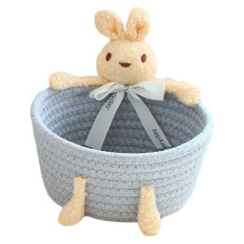 Woven Organizers Box for Blankets Clothes Toy-gray rabbit small