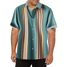 Striped Hawaiian Shirt for Men, Short Sleeve Casual Beach Shirt, Regular Fit, 3XL Sky Blue, Breathable Button Down