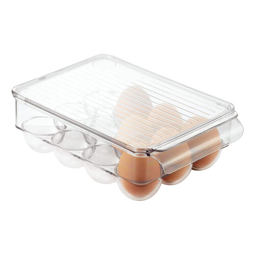 Fridge Egg Organizer, Rolling Egg Container With A Built-In Handle For Quick Access And Stacking, Clear High-Quality Plastic Not Microwave Safe 1