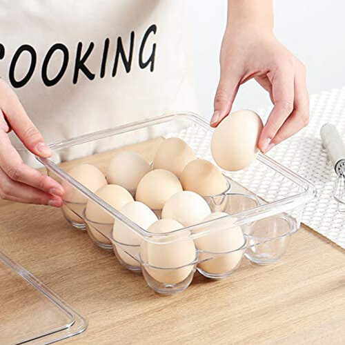 Fridge Egg Organizer, Rolling Egg Container With A Built-In Handle For Quick Access And Stacking, Clear High-Quality Plastic Not Microwave Safe 2