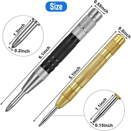 High-Performance Spring Loaded Punch Tools, Automatic Center Punch Set for Emergency Use, Accurate Marks on Various Surfaces 1