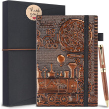 Leren schrijfboek met vintage notitieboek, elastische sluiting en lintbladwijzer, ideaal voor creatieve projecten, reisdagboeken, school en kantoor.