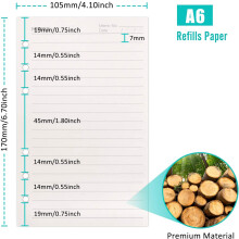 A5-Nachfüllpapier, glattes, liniertes Papier für Ringordner und Planer, kompatibel mit A5-Ordnern, 100 g/m² starkes Papier, tintenbeständig