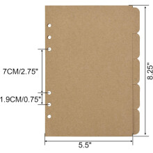 Binder Dividers for Organized Files, Kraft Paper Index Page Tabs with Blank Tabs for 6-Ring Binder, Document Organizer Reusable Dividers Smooth