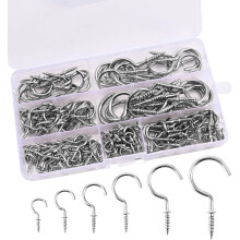 Kit de ganchos para pendurar, ideal para soluções de armazenamento. Ganchos de parafuso de vários tamanhos, com estojo com compartimentos. Ganchos