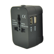 International alt-i-en vægoplader, universal strømadapter med dobbelte opladningsporte USB-A USB-C, UL-certificeret overspændingsbeskytter for