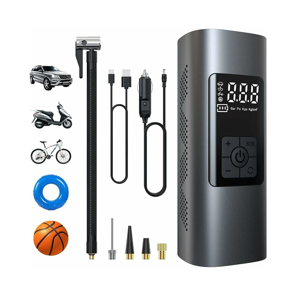 Rechargeable Battery Tire Inflator Portable Air Compressor, Smart Display With Led Emergency Digital Pressure Gauge, 150Psi Automatic Stop Air Light 9433291603406
