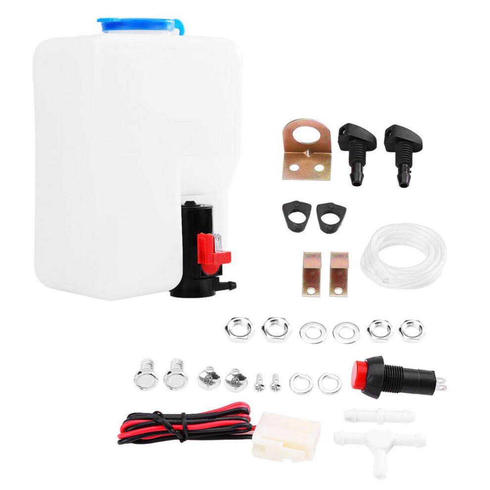 Windscreen Washer Bottle Kit 12V Universal Windshield Pump Bottle Tank Windscreen Cleaning Kit For Most Vehicles 9412369092182