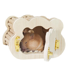 Hamster Wooden House, CloudShaped Cozy, 15.5x11x10.5cm/6.1x4.33x4.13 inches Small Animals Habitat Hut for Dwarf Gerbil, Mice, and Other Small Pets