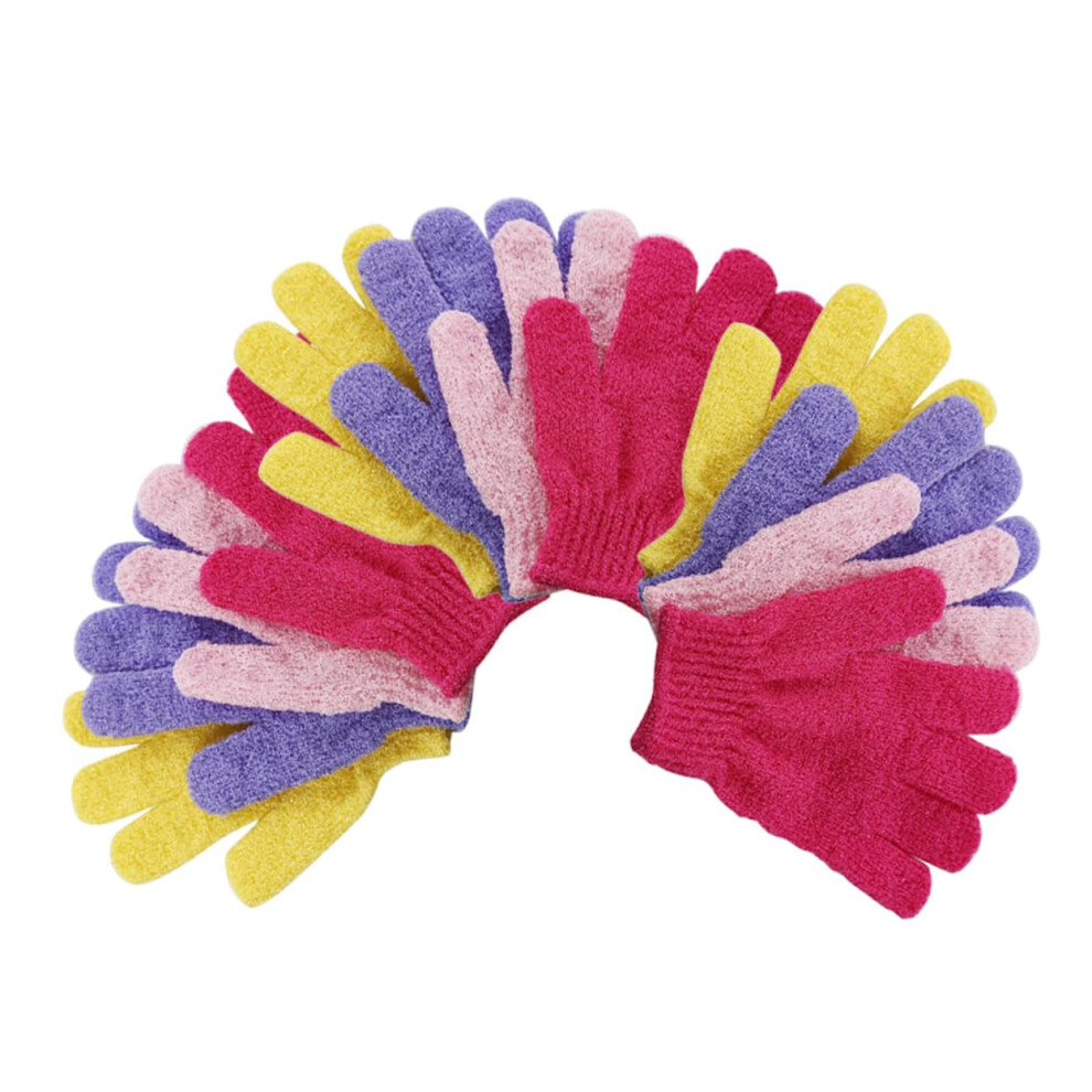 12 Exfoliating Shower Gloves for Body Scrub, Finger Bath Mitts for Massage and Skin Care, Available in Various Colors for Spa and Wellness