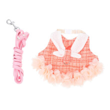 rabbit costumes, harness and leash for party rabbits, pet rabbit dress, cotton, orange, size S