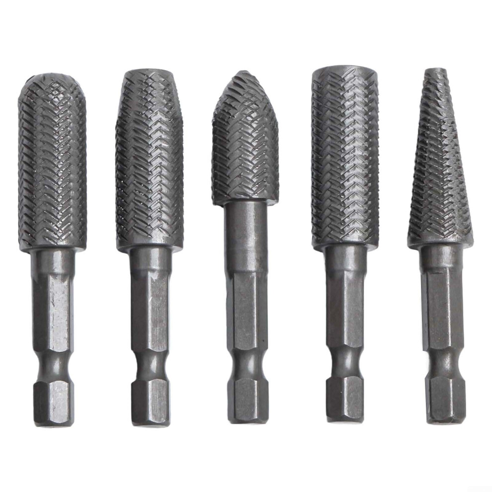 5 Rotary Rasp Drill Bits With Hex Shank For Steel Grinding And Milling Tasks Metalworking Tools 9189345446474