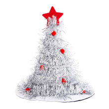 Chapeau de père noël à paillettes, non tissé, doux, avec-Blanc