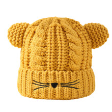 Bonnets tricotés pour enfants, couvre-chef amusant brodé,-Jaune