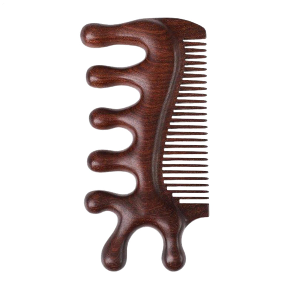 Handmade Natural Wood Scalp Massage Comb, AntiStatic Comb with Handle
