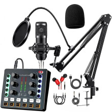 BM800 Recording Studio Pack with Voice Changer, Live Sound Card and Audio Interface, Universal Compatibility
