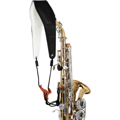 Adjustable leather saxophone neck strap, softly padded, for a comfortable playing experience 2