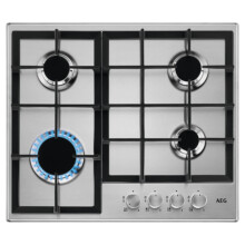 AEG 60cm 4 Burner Gas Hob With Cast Iron Pan Stands : Stainless Steel