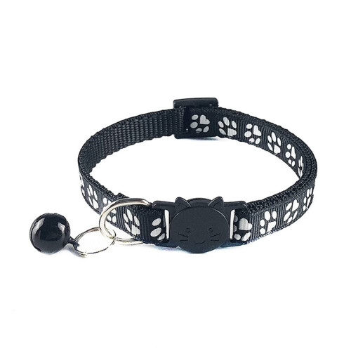 Reflective Cat Collar With Bell And Release, Adjustable 1932cm Black Kitten Collar
