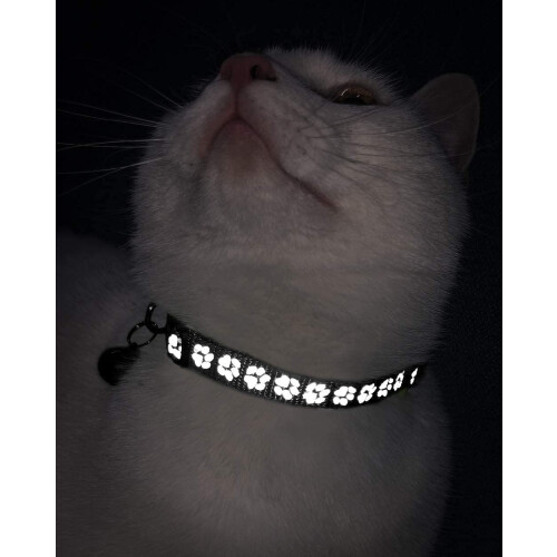 Reflective Cat Collar With Bell And Release, Adjustable 1932cm Black Kitten Collar 2