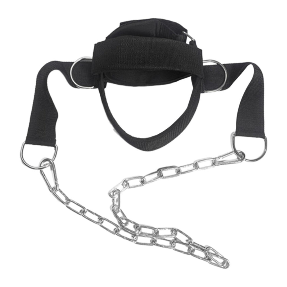 Neck Training Harness with Adjustable Head Strap and Secure Chain for Weightlifting and Neck Workout