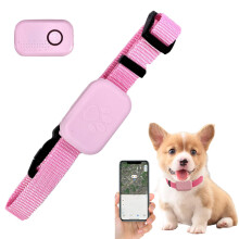Cat Tracker Collar For Small Cats And Dogs, Pink, Works With Apple Find, iOS Android Compatible, No Monthly Fee