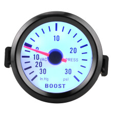 Ladedruckanzeige für Turbolader, 2" (52 mm) Ladedruckanzeige mit blauer LED-Beleuchtung, Zeiger-Ladedruckanzeige für 12-V-Fahrzeuge, hochpräzises