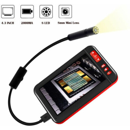 Boroscópio com tela IPS, câmera endoscópica com display LCD colorido de 4,3 polegadas e resolução de 1080p, ferramenta de inspeção de vídeo 1