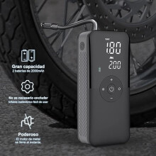 Draagbare luchtcompressor voor het oppompen van autobanden, oplaadbare luchtpomp met digitale drukmeter, LCD-display en LED-lampje, draadloze
