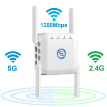 Extender Wifi Dual Band 5Ghz/2.4Ghz, Extinde-ți raza de acțiune a internetului la viteza fulgerului, Mod punct de acces, Port Ethernet rapid, WPS