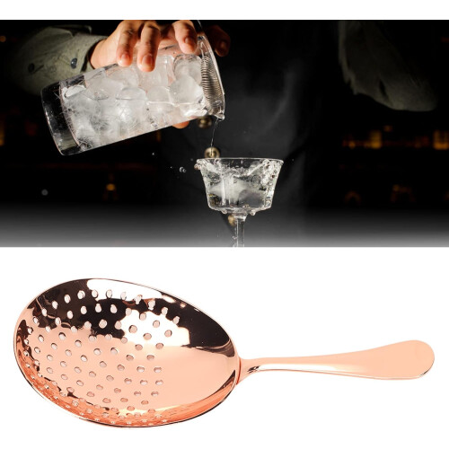 Julep Strainer Stainless Steel Cocktail Strainer With Ergonomic Bartender Handle Copper Plating 2