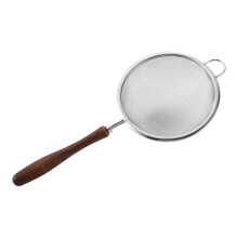 Fine Mesh Strainer Stainless Steel Sieve with Heat‑Resistant Walnut Handle for Tea Cooking Rice