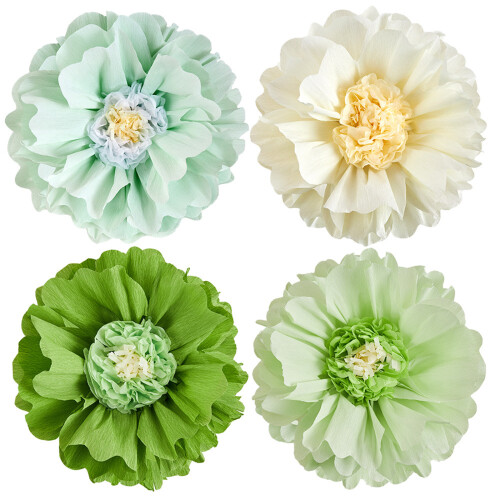 4 Stück Papierblumenkugeln, 50 cm, große-Grün