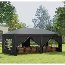 Black Gazebo 3x6m Pop-Up Party Tent with Carry Bag