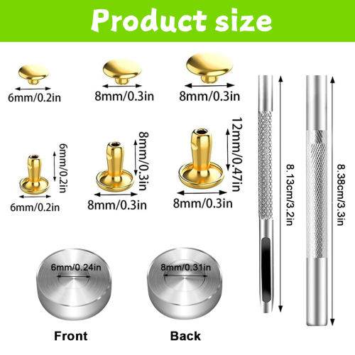 Transform Your Creations, Multi-Purpose Metal Rivets, Easy Operation, Setting Tools For Leather Craft Repairs, Decoration, 300 Sets 1