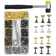 Metal Studs For Leather Craft, Leather Rivets Double Cap Rivet Assorted Colors Tubular Metal Studs Perfect For Decoration, 300 Sets Leather Craft Repa