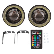 Enkel å installere COB LED-tåkelys med Angel Eyes Halo Ring kjørelys med høy effekt, klart vanntett IP65 varmespredning og ekte glasslinse