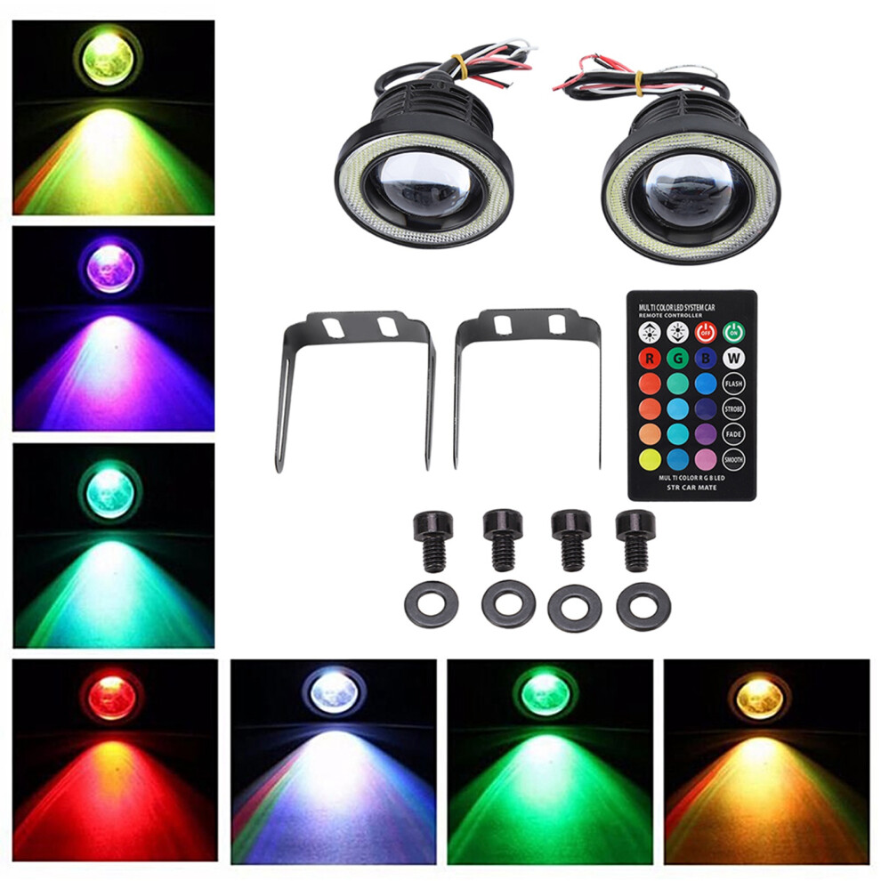 30W Rgb Led Fog With Cob Angel Eye Halo Ring, 3.5" Light 3351382859685