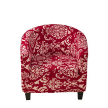 Spandex Fabric Furniture Protector, High Quality Polyester Printed Design for Counter Bar Seats, Easy Care Install for Quick Updates (Dark Red)