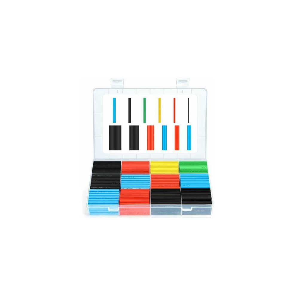Heat Shrink Tubing Assortment For Industrial Applications, 560 Pieces Of Electrical Insulation, 12 Sizes, 5 Colors, 2:1 Shrink Ratio, Waterproof And 9405630321005